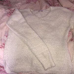 White fuzzy sweater